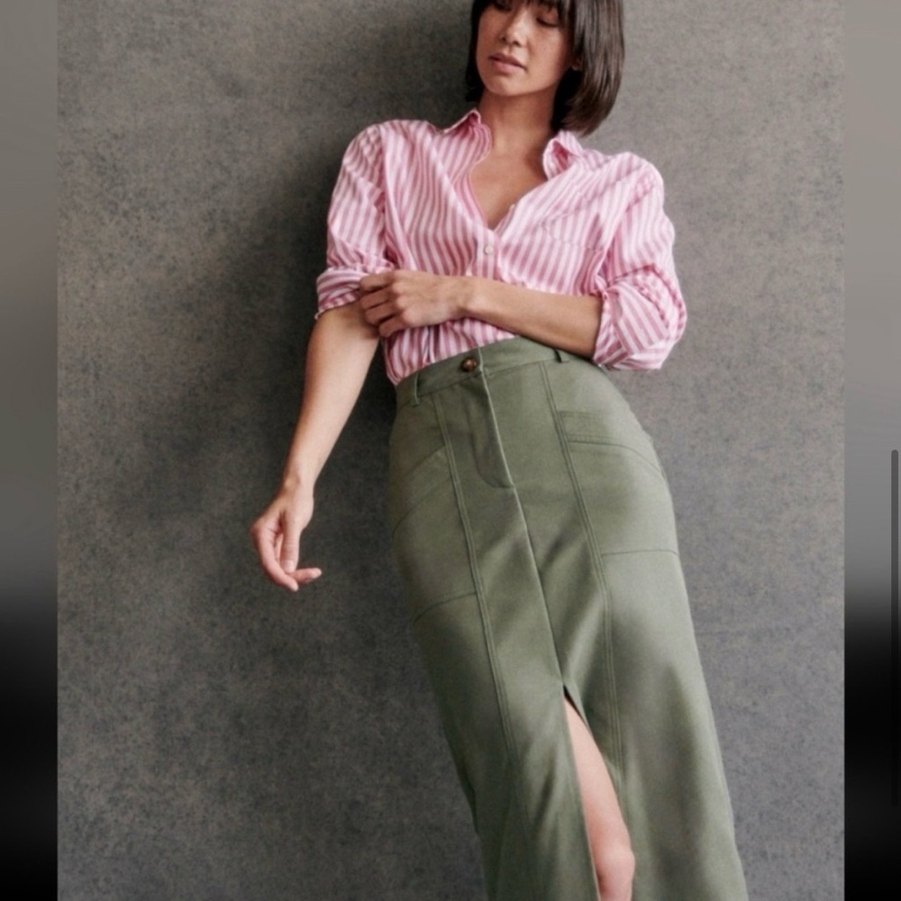 Sezane High-Waist Midi Skirt